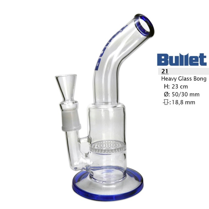 Bullet Glass Bong Blue + Percolator 23cm